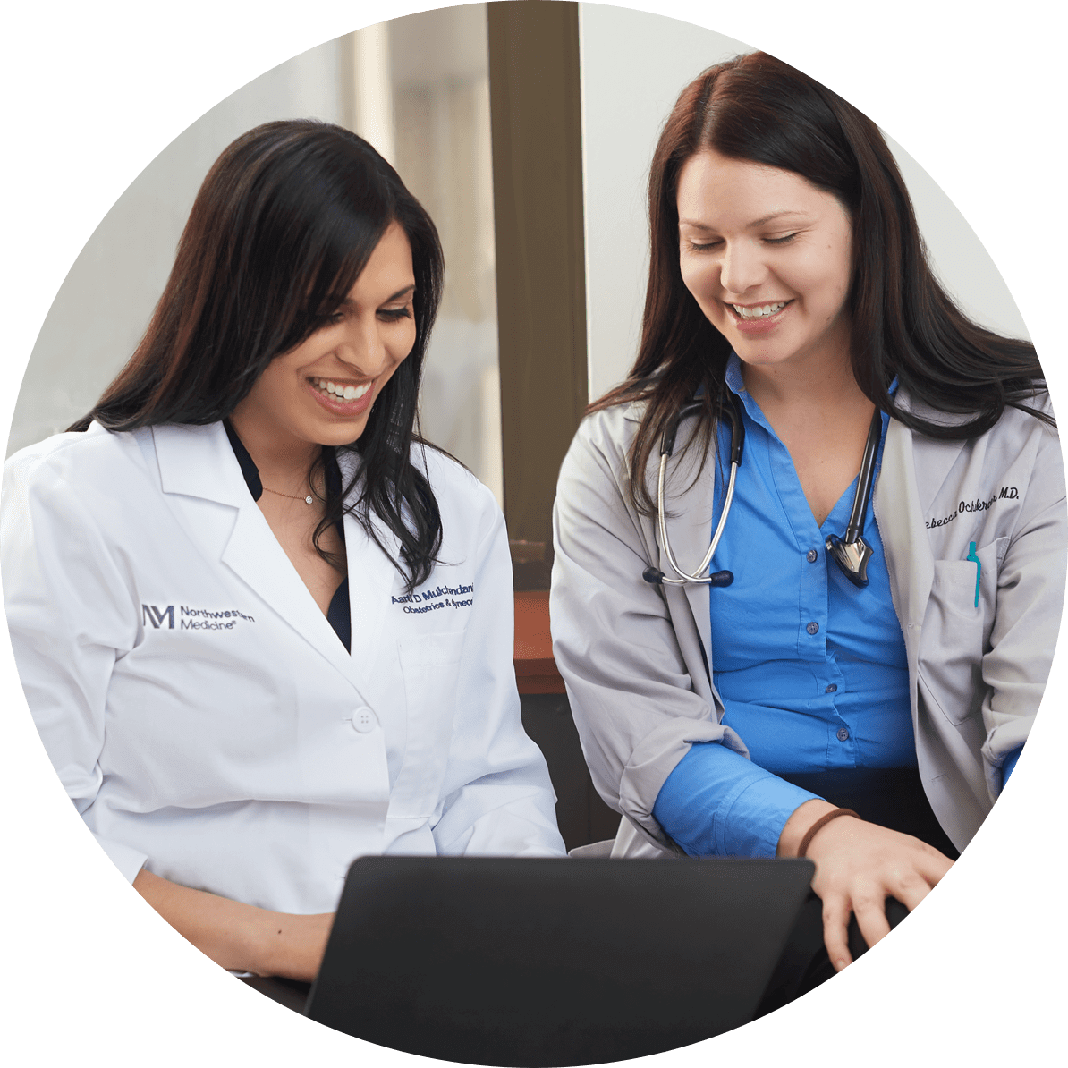 Two doctors talking to each other