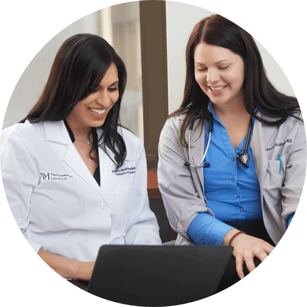 Two doctors talking to each other